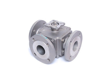 Small Full Port 3 Way Flanged Ball Valve Square Body with Mounting Pad